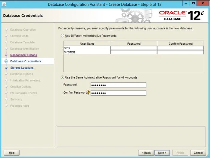 Creating an Oracle Database 12c