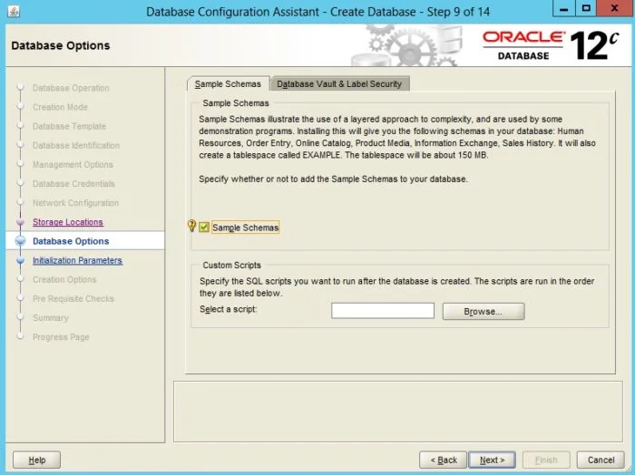 Creating an Oracle Database 12c
