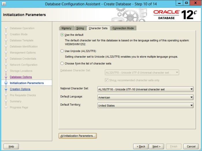 Creating an Oracle Database 12c