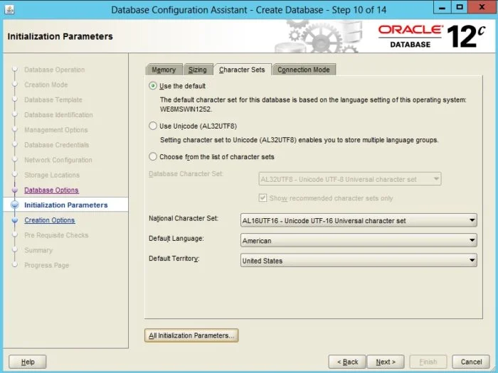 Creating an Oracle Database 12c