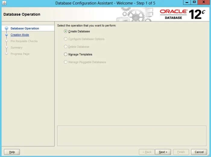 Creating an Oracle Database 12c
