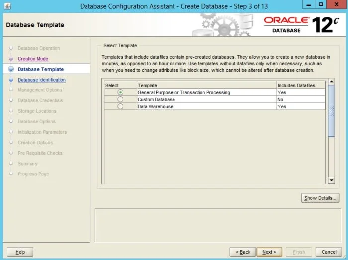 Creating an Oracle Database 12c