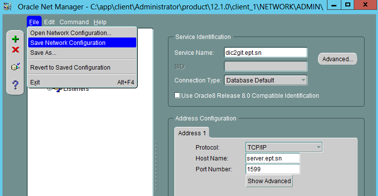 Oracle database 12c client configuration