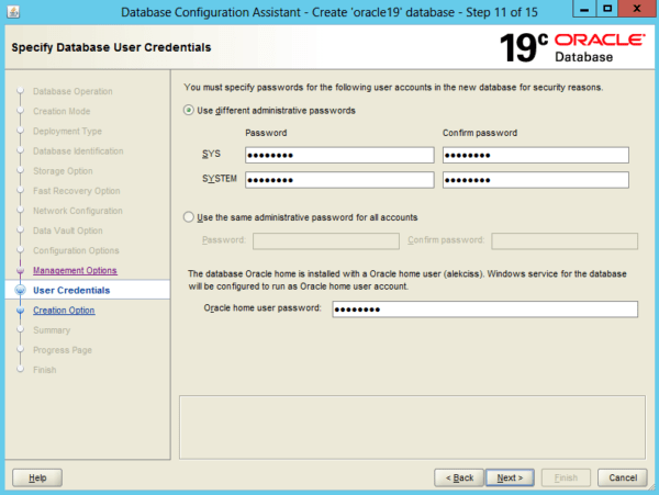 Create an Oracle Database 19c on Windows 16