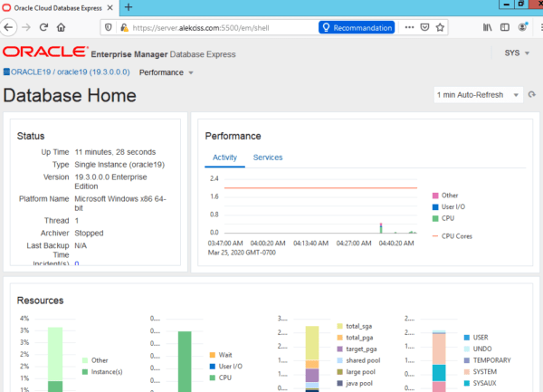 Create an Oracle Database 19c on Windows