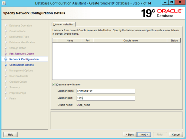 Create an Oracle Database 19c on Windows 8